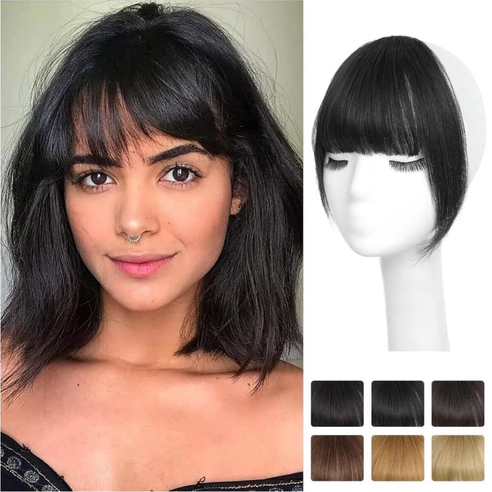 New Natural black French Bangs Hair Clip-in Hair Extensions for Women